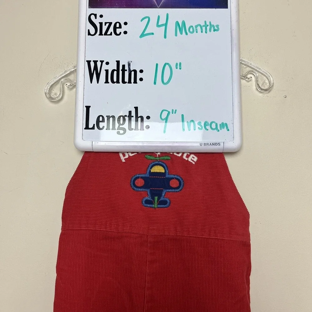 Vintage Health-Tex Airplane Toddler Corduroy Red Overalls Petit‎ Pilot 24 Months